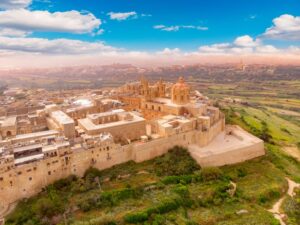 mdina bovenaanzicht van de kathedraal