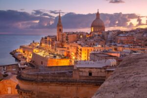 Malta valletta zonsondergang overview